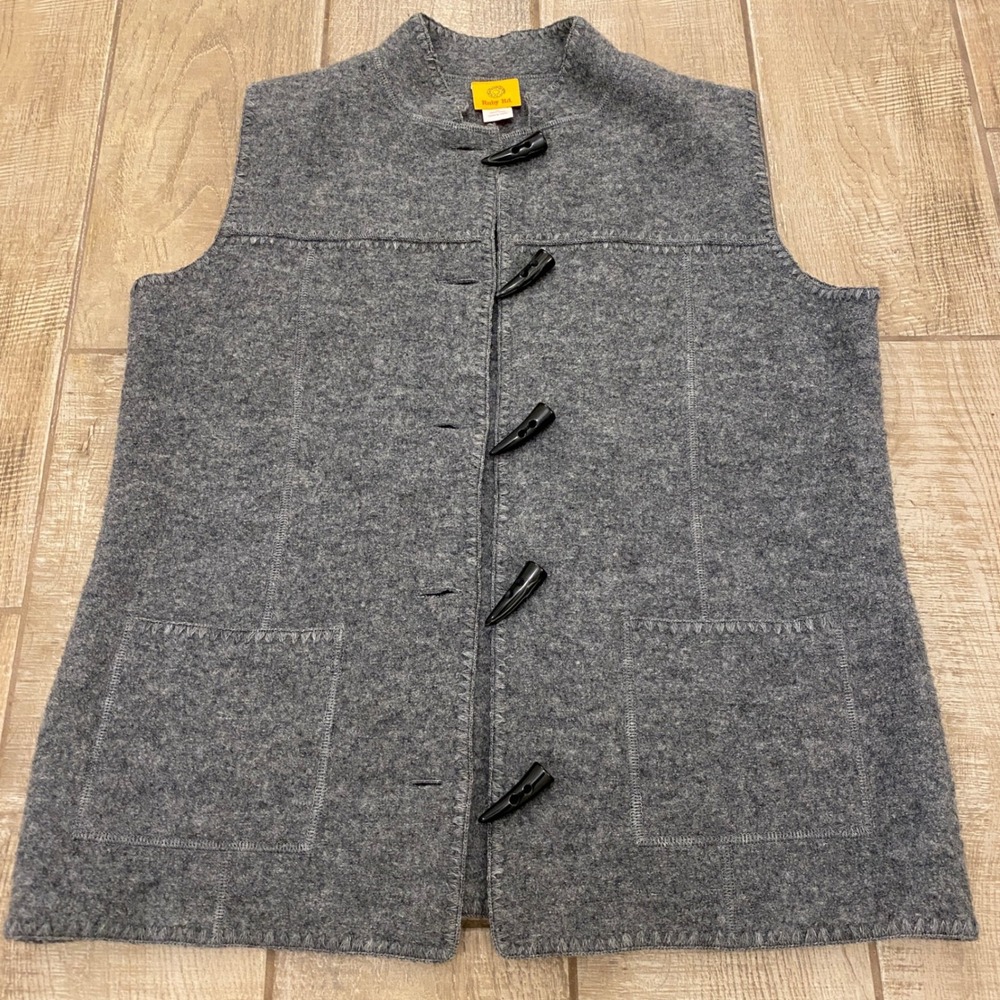 Vtg Ruby Rd. M Wool Gray Black Claw Toggle Closur… - image 3